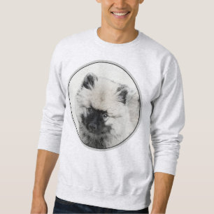 Keeshond Puppy Teckning - Cute Original Hund Art Lång Ärmad Tröja