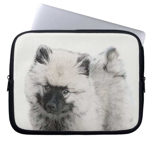 Keeshond Puppy Teckning - Cute Original Hund Art Laptop Fodral (Framsidan)