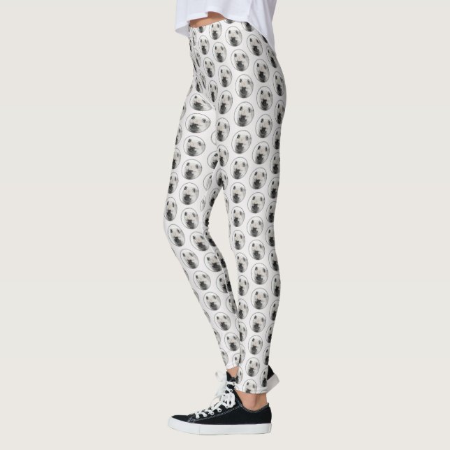 Keeshond Puppy Teckning - Cute Original Hund Art Leggings (Vänster)