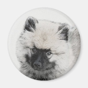 Keeshond Puppy Teckning - Cute Original Hund Art Magnet