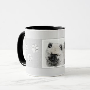 Keeshond Puppy Teckning - Cute Original Hund Art Mugg