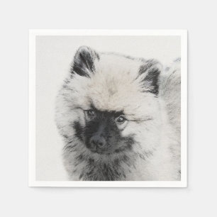Keeshond Puppy Teckning - Cute Original Hund Art Pappersservett