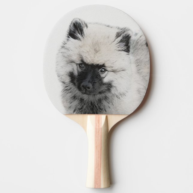 Keeshond Puppy Teckning - Cute Original Hund Art Pingisracket (Framsidan)