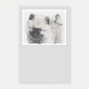 Keeshond Puppy Teckning - Cute Original Hund Art Post-it Block