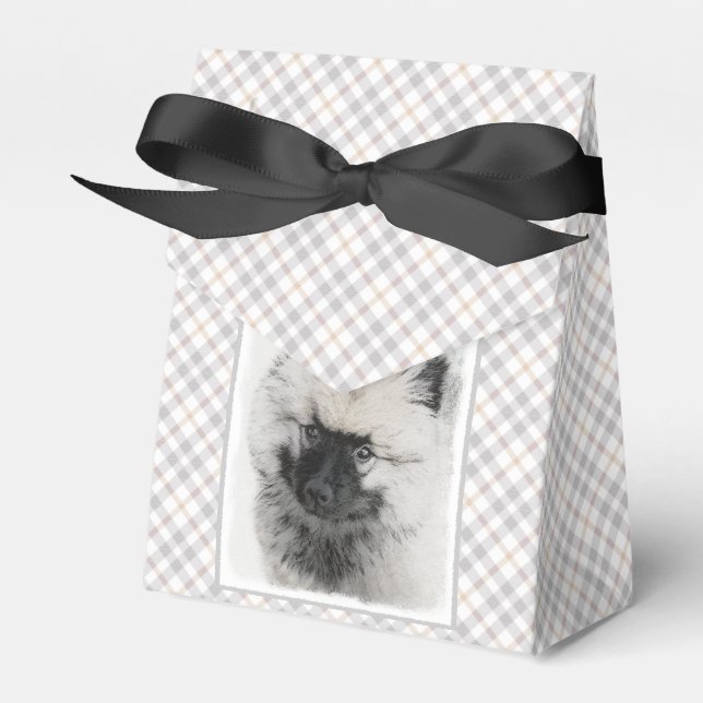 Keeshond Puppy Teckning - Cute Original Hund Art Presentaskar (Framsidan Sidan)