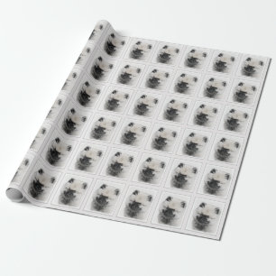Keeshond Puppy Teckning - Cute Original Hund Art Presentpapper
