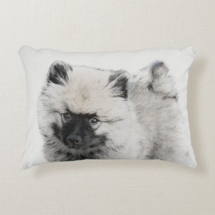 Keeshond Puppy Teckning - Cute Original Hund Art Prydnadskudde