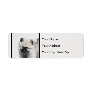 Keeshond Puppy Teckning - Cute Original Hund Art Returadress Etikett