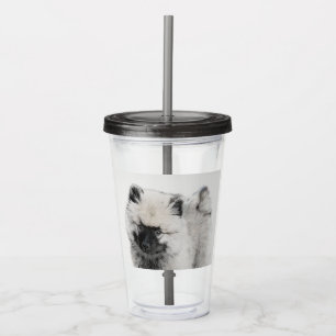 Keeshond Puppy Teckning - Cute Original Hund Art Take Away Mugg