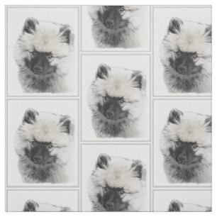 Keeshond Puppy Teckning - Cute Original Hund Art Tyg