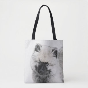 Keeshond Puppy Teckning - Cute Original Hund Art Tygkasse