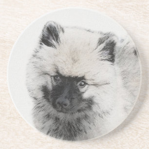 Keeshond Puppy Teckning - Cute Original Hund Art Underlägg