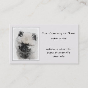 Keeshond Puppy Teckning - Cute Original Hund Art Visitkort
