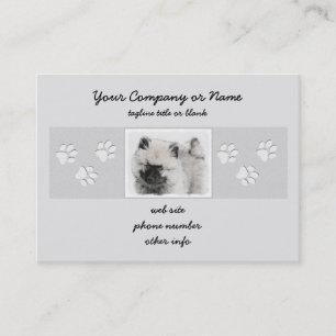 Keeshond Puppy Teckning - Cute Original Hund Art Visitkort