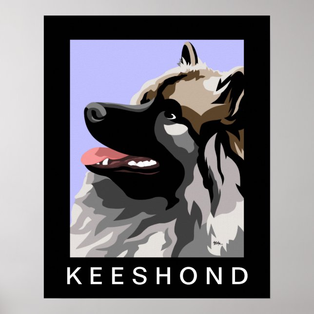 Keeshond Side Porträtt Poster (Framsidan)