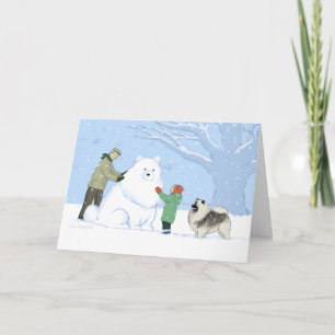 Keeshond Snö Hund Cute Winter Scene jul Helgkort