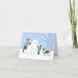 Keeshond Snö Hund Cute Winter Scene jul Helgkort