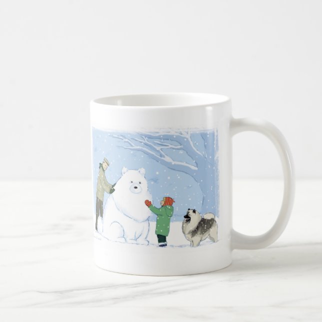 Keeshond Snö Hund Cute Winter Scene Keesie Kaffemugg (Höger)