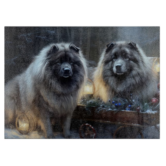 Keeshond Snöig släde juldekoration (Framsidan)