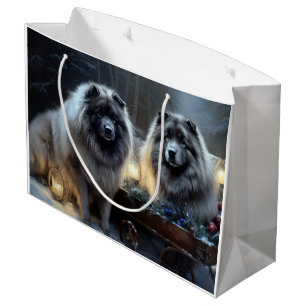 Keeshond Snöig släde juldekoration