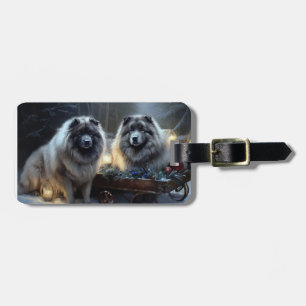 Keeshond Snöig släde juldekoration Bagagebricka