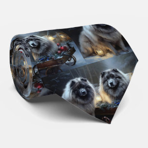 Keeshond Snöig släde juldekoration Slips