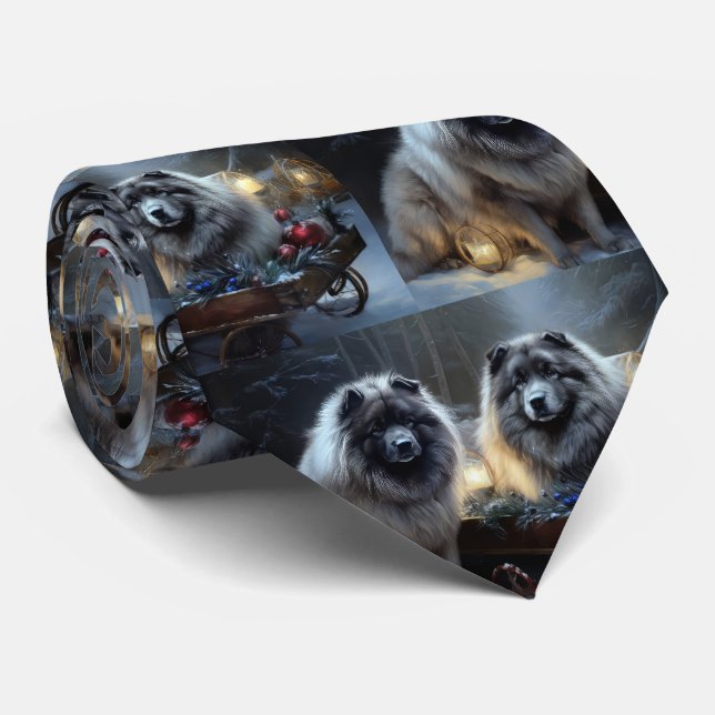 Keeshond Snöig släde juldekoration Slips (Rullad)