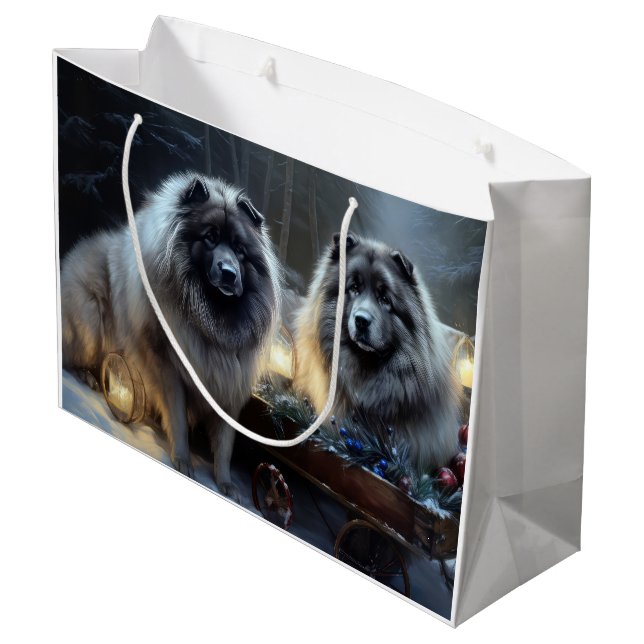 Keeshond Snowy Sleigh-juldekalor (Baksidan Vinklad)