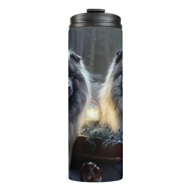 Keeshond Snowy Sleigh-juldekalor (Framsida)