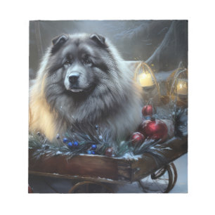 Keeshond Snowy Sleigh-juldekalor Anteckningsblock