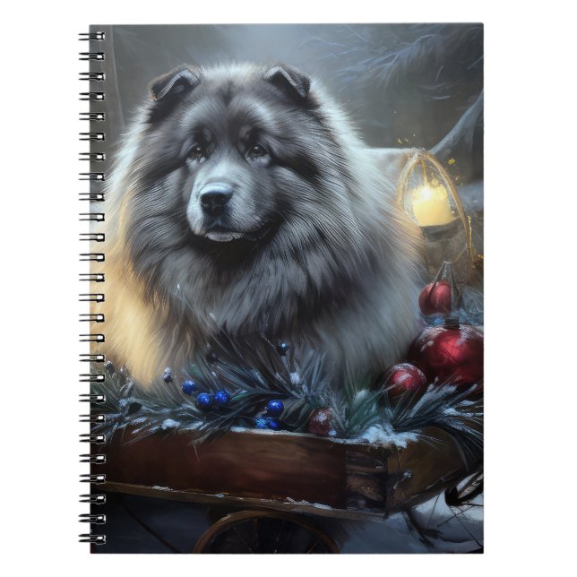 Keeshond Snowy Sleigh-juldekalor Anteckningsbok (Framsidan)