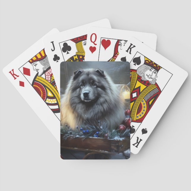 Keeshond Snowy Sleigh-juldekalor Casinokort (Baksidan)