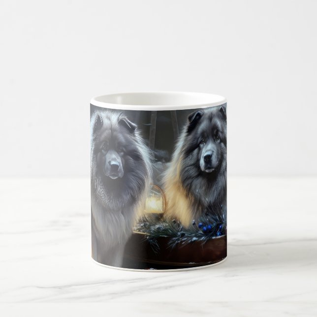 Keeshond Snowy Sleigh-juldekalor Kaffemugg (Center)