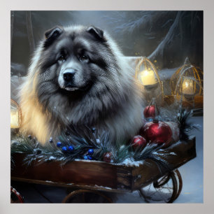 Keeshond Snowy Sleigh-juldekalor Poster