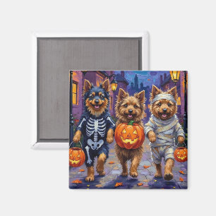 Keeshond som trick-or-treatar i Halloween-kostymer Magnet