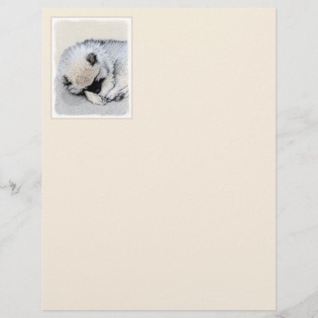 Keeshond Spip Puppy Painting Original Hund Art (Framsida)