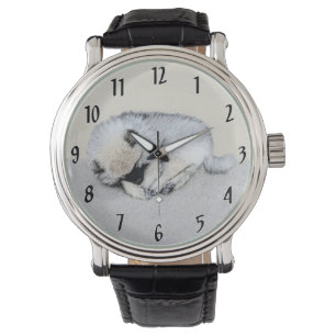 Keeshond Spip Puppy Painting Original Hund Art Armbandsur
