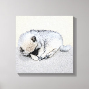 Keeshond Spip Puppy Painting Original Hund Art Canvastryck