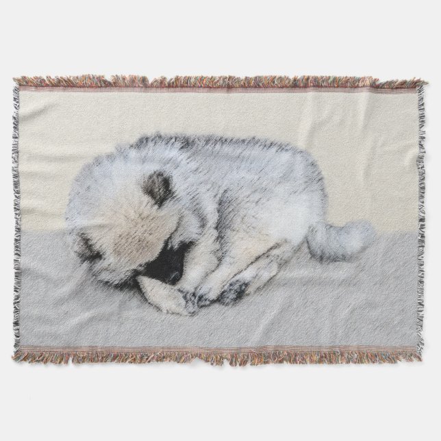 Keeshond Spip Puppy Painting Original Hund Art Filt (Framsidan)