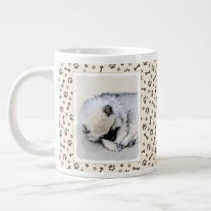 Keeshond Spip Puppy Painting Original Hund Art Jumbo Mugg