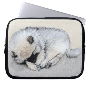 Keeshond Spip Puppy Painting Original Hund Art Laptop Fodral