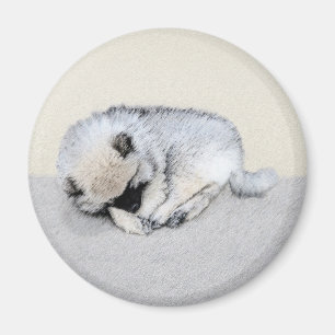 Keeshond Spip Puppy Painting Original Hund Art Magnet