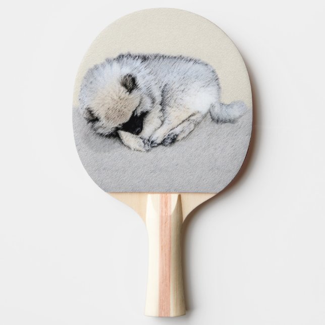 Keeshond Spip Puppy Painting Original Hund Art Pingisracket (Framsidan)