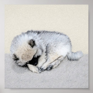 Keeshond Spip Puppy Painting Original Hund Art Poster