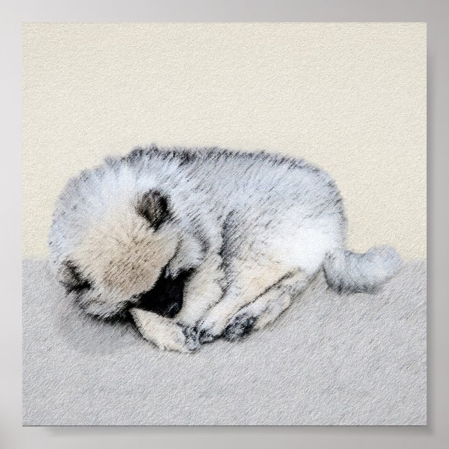 Keeshond Spip Puppy Painting Original Hund Art Poster (Framsidan)