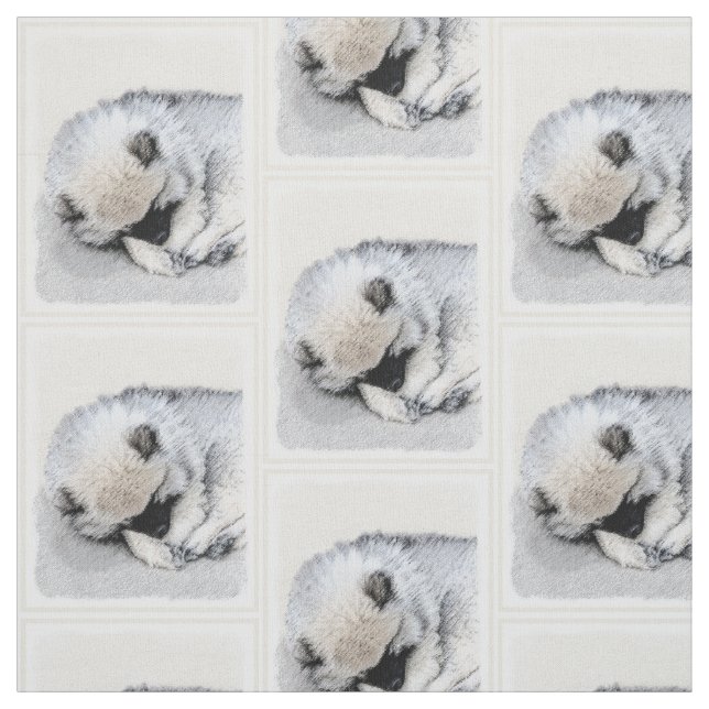 Keeshond Spip Puppy Painting Original Hund Art Tyg (Provkarta)
