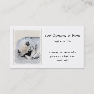 Keeshond Spip Puppy Painting Original Hund Art Visitkort