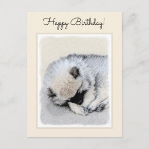 Keeshond Spip Puppy Painting Original Hund Art Vykort