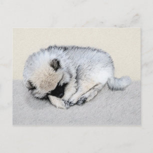 Keeshond Spip Puppy Painting Original Hund Art Vykort