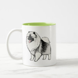 Keeshond Tecknad hund | Cute Keesie Två-Tonad Mugg